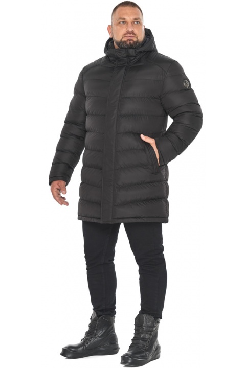 Чёрная куртка мужская удлинённая модель 49818 Braggart "Aggressive" фото 1