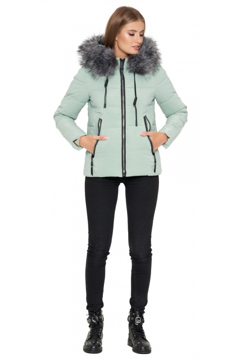 Короткая зимняя куртка женская цвета мяты модель 6529 Kiro Tokao фото 1