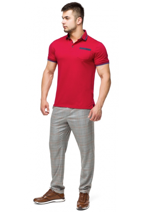 Качественная футболка поло мужская красная модель 6694 Braggart фото 1