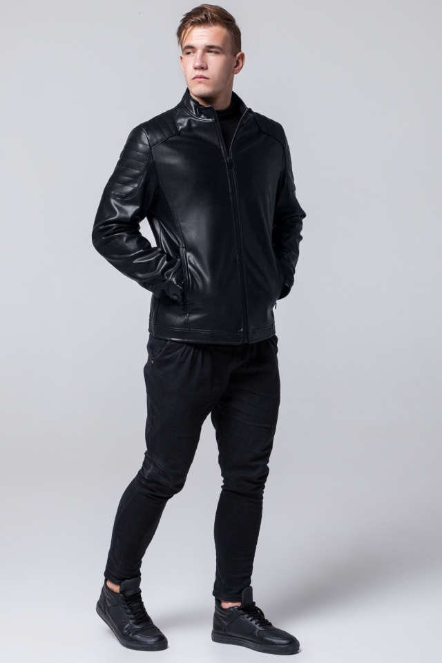 Черная мужская осенне-весенняя куртка на молнии модель 4129 Braggart "Youth" фото 2