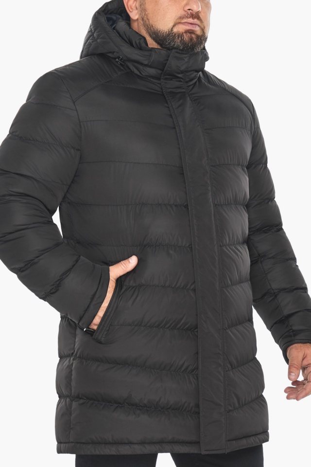 Чёрная куртка мужская удлинённая модель 49818 Braggart "Aggressive" фото 11