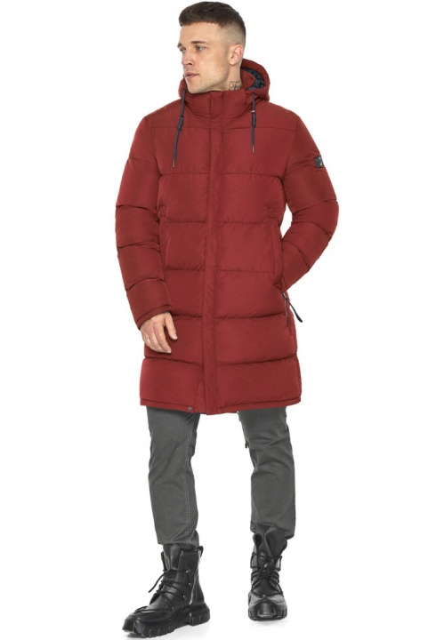Длинная куртка мужская бордовая на зиму модель 49609 Braggart "Dress Code" фото 1