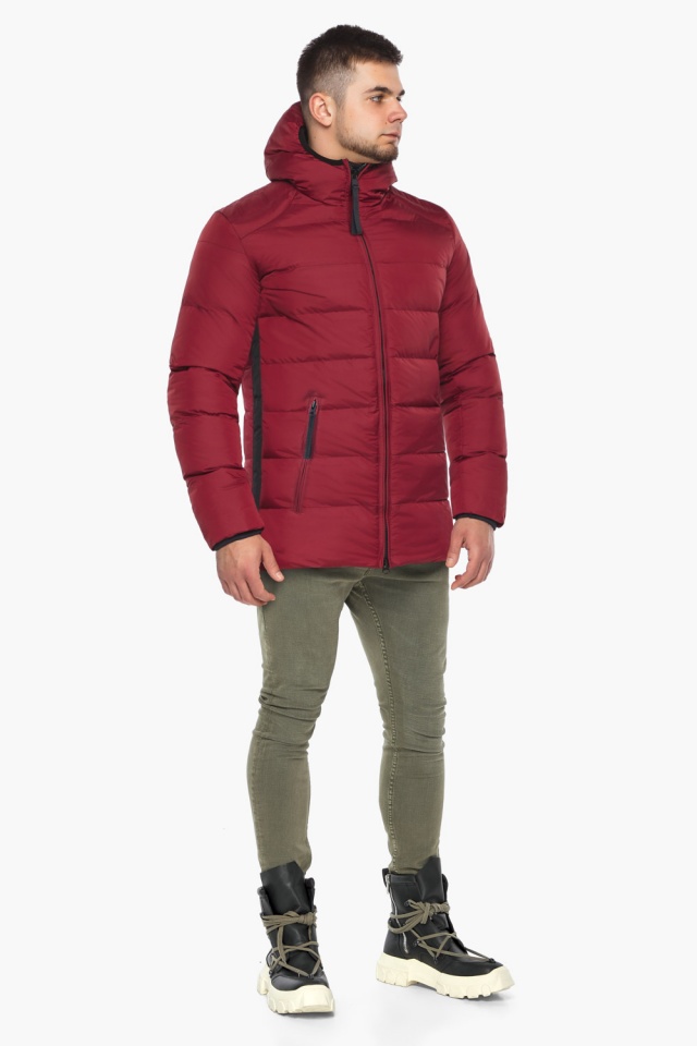 Утеплённая бордовая куртка зимняя для мужчин модель 37055 Braggart "Aggressive" фото 3