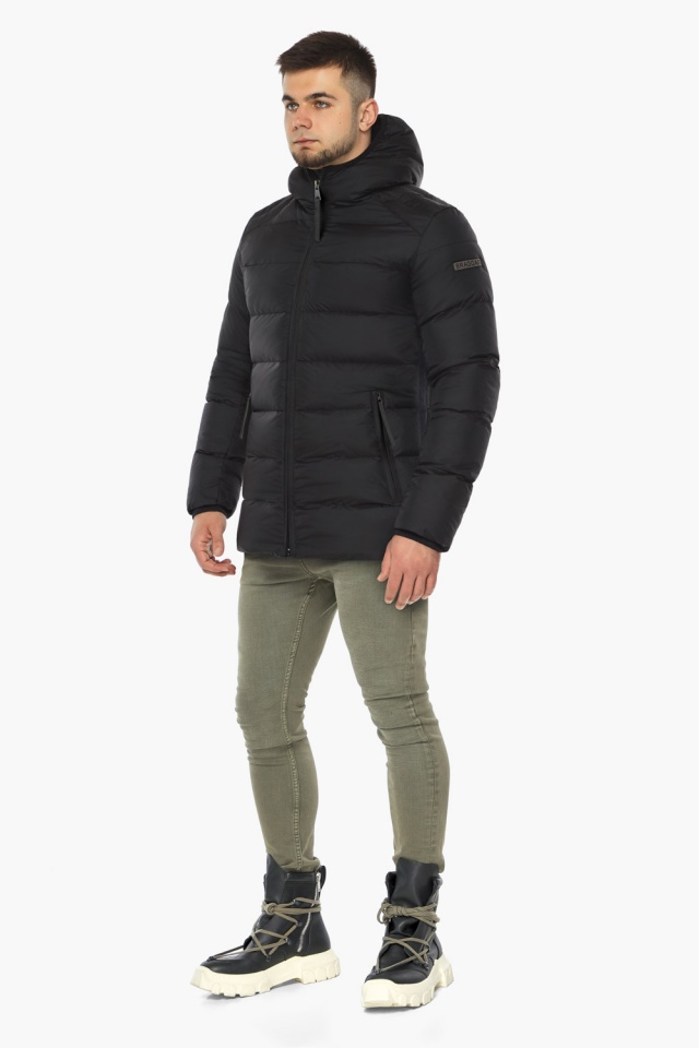Чорна чоловіча тепла курточка на зиму модель 37055 Braggart "Aggressive" фото 3