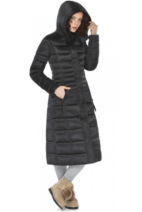 Чёрная женская весенняя куртка с прорезными карманами на молниях модель M6430 Moc фото 1