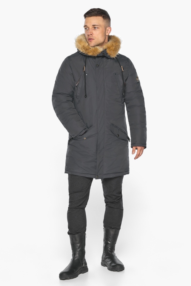 Куртка – воздуховик графитовый тёплый мужской для зимы модель 30618 Braggart "Angel's Fluff Man" фото 2