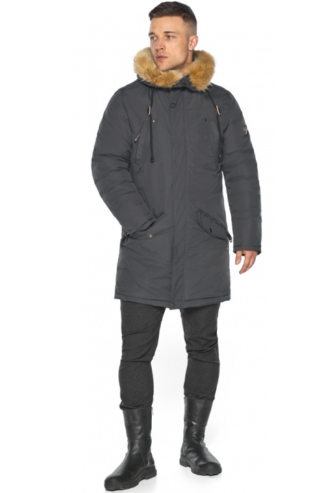 Куртка – воздуховик графитовый тёплый мужской для зимы модель 30618 Braggart "Angel's Fluff Man" фото 1