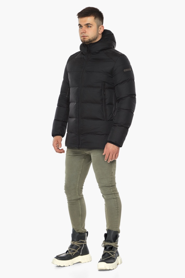 Чёрная мужская тёплая курточка на зиму модель 37055 Braggart "Aggressive" фото 2