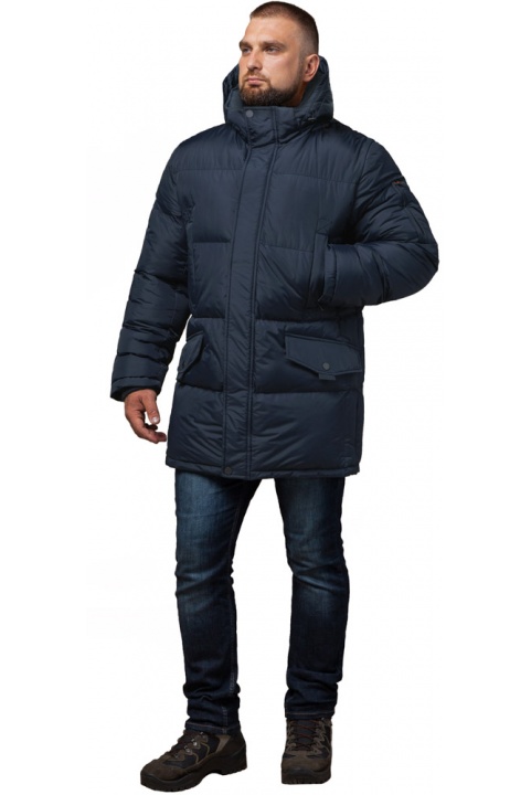 Зимова чоловіча стильна куртка великого розміру колір темно-синій модель 3284 Braggart "Titans" фото 1