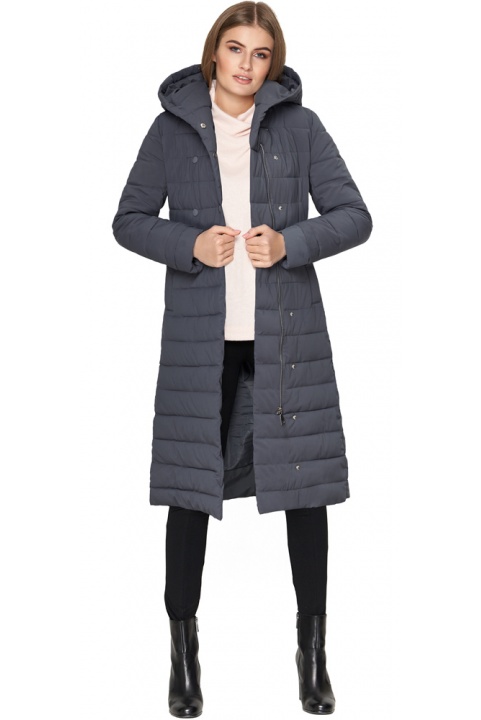 Женская куртка серая с меховой опушкой зимняя модель 6612 Kiro Tokao фото 1