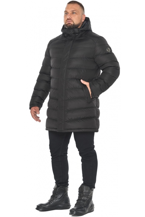 Чёрная куртка мужская зимняя с ветрозащитной планкой модель 49818 Braggart "Aggressive" фото 1