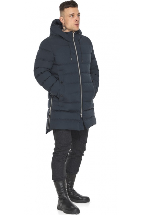 Зимняя мужская куртка стильная графитово-синяя модель 49023 Braggart "Aggressive" фото 1