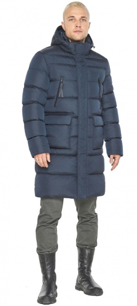 Куртка мужская зимняя синяя с ветрозащитной планкой модель 51944 Braggart "Dress Code" фото 1
