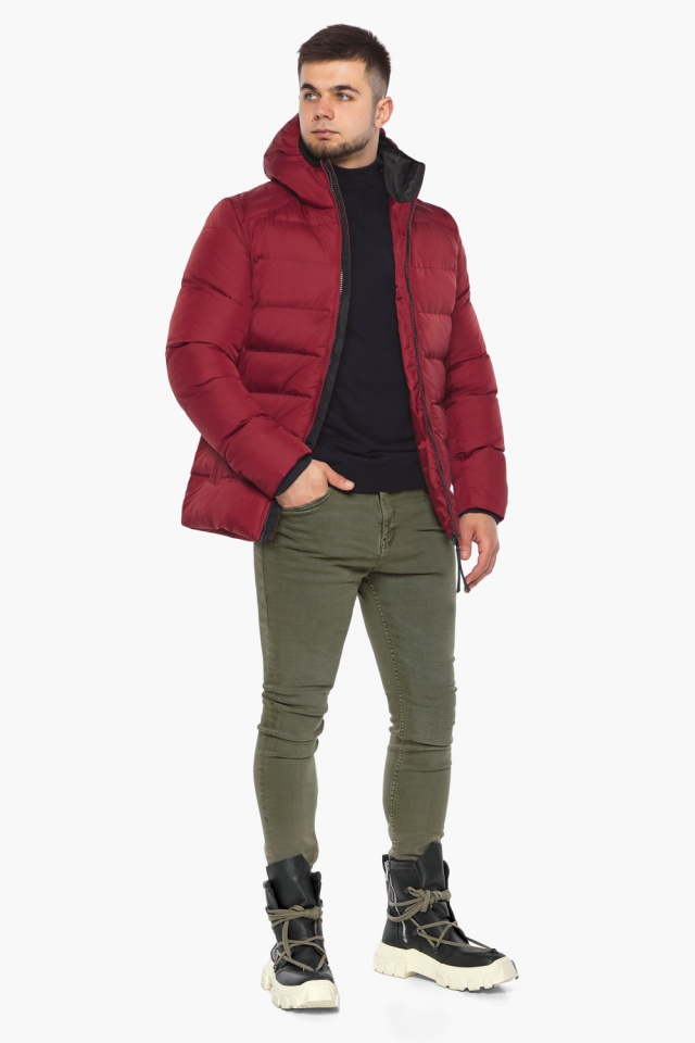 Утеплённая зимняя мужская куртка в бордовом цвете модель 37055 Braggart "Aggressive" фото 3