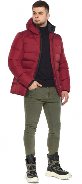 Утеплённая зимняя мужская куртка в бордовом цвете модель 37055 Braggart "Aggressive" фото 1