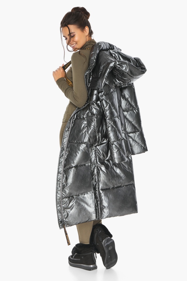 Люксовая куртка женская цвет темное серебро модель 41565 Braggart "Angel's Fluff" фото 4