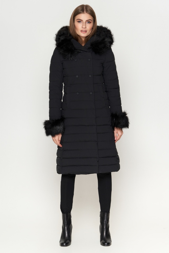 Куртка черная на зиму женская модель 6612 Kiro Tokao фото 2