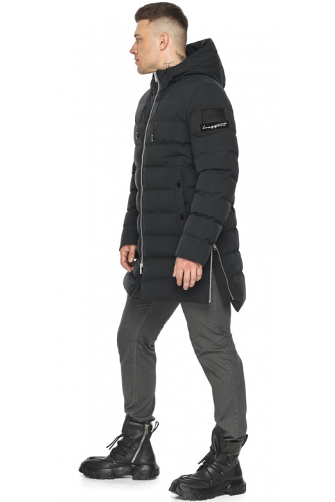 Зимняя мужская куртка средней длины чёрная модель 49023 Braggart "Aggressive" фото 1