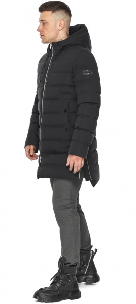 Зимняя мужская куртка средней длины чёрная модель 49023 Braggart "Aggressive" фото 1