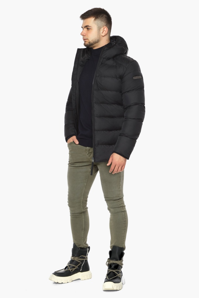 Чёрная мужская зимняя куртка с удобными карманами модель 37055 Braggart "Aggressive" фото 3