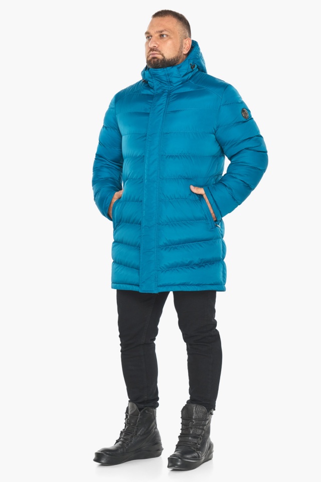 Бирюзовая комфортная куртка мужская на зиму модель 49818 Braggart "Aggressive" фото 2