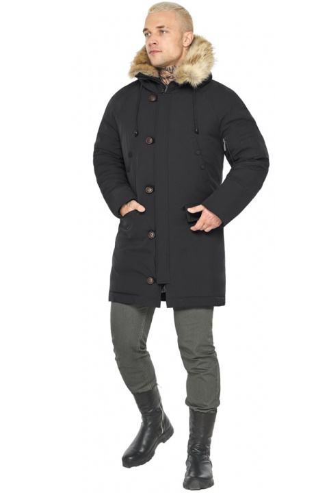 Чоловіча зимова чорна куртка зі світлою опушкою модель 58555 Braggart "Arctic" фото 1