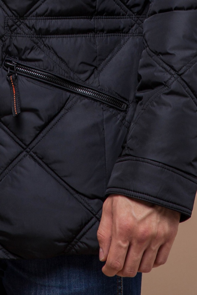 Черная куртка с пуговицами мужская зимняя модель 12481 Braggart "Dress Code" фото 7
