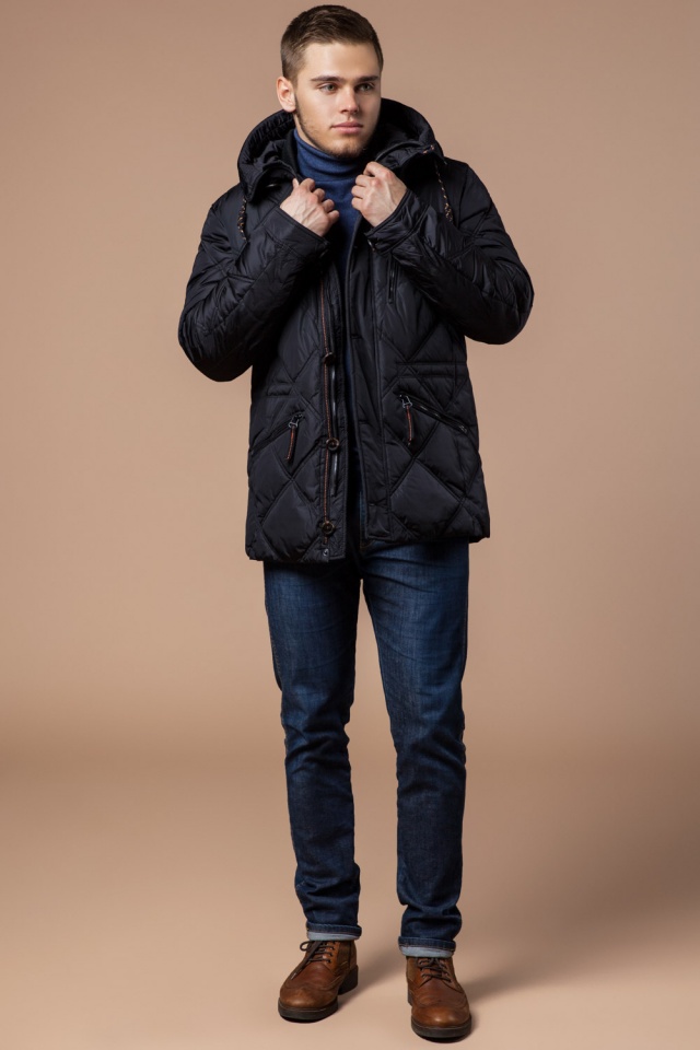 Черная куртка с пуговицами мужская зимняя модель 12481 Braggart "Dress Code" фото 3