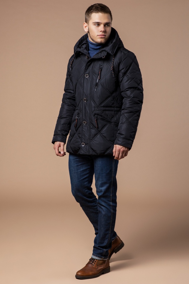 Черная куртка с пуговицами мужская зимняя модель 12481 Braggart "Dress Code" фото 2