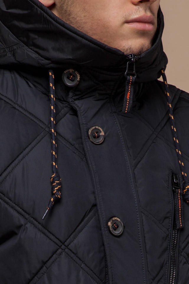 Черная куртка с пуговицами мужская зимняя модель 12481 Braggart "Dress Code" фото 6