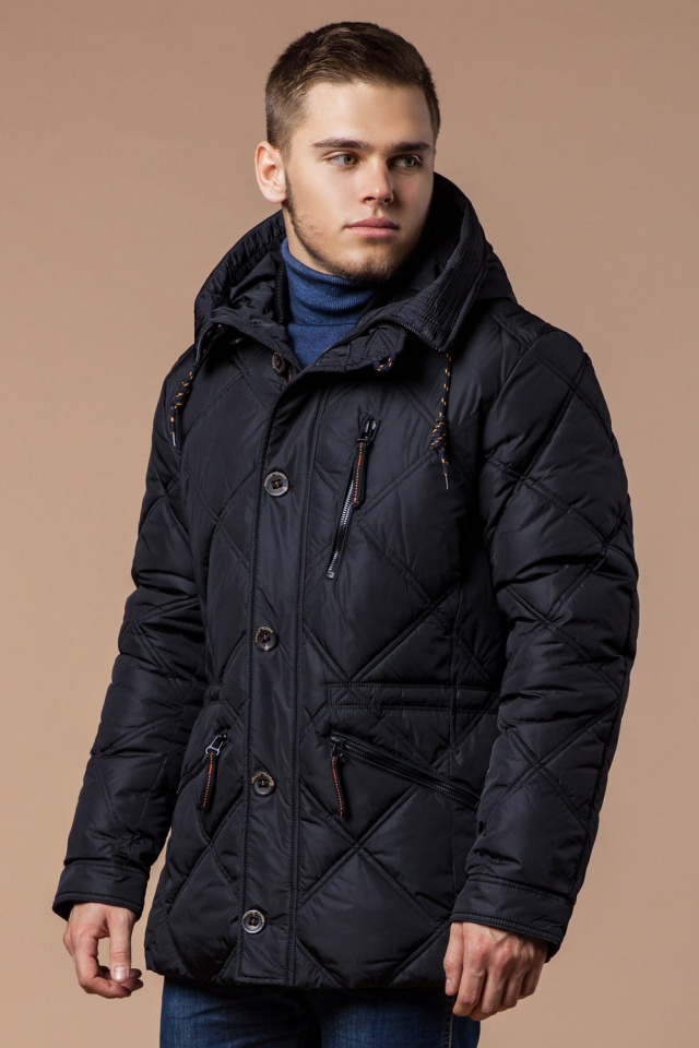 Черная куртка с пуговицами мужская зимняя модель 12481 Braggart "Dress Code" фото 4