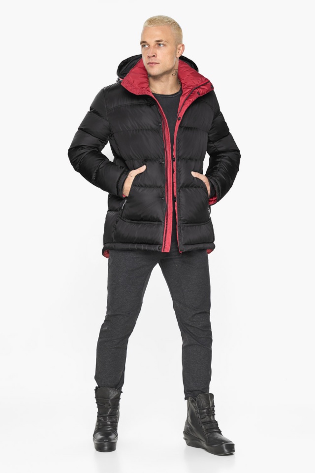 Мужская брендовая куртка на зиму цвет чёрный-красный модель 51999 Braggart "Aggressive" фото 3