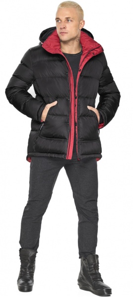 Чоловіча брендова куртка на зиму колір чорний-червоний модель 51999 Braggart "Aggressive" фото 1