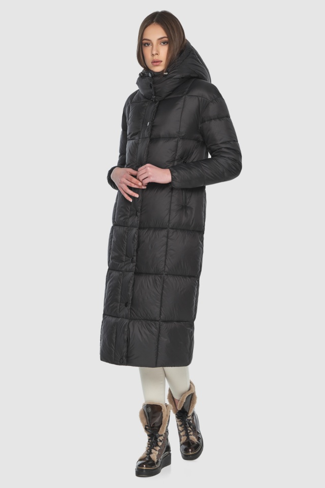 Чёрная 1 женская курточка с удобным капюшоном модель 60052  фото 2