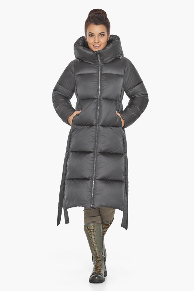 Зимова жіноча куртка обсидіанова люксова модель 53875 Braggart "Angel's Fluff" фото 3