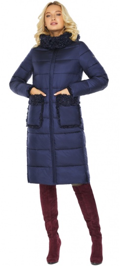 Куртка длинная зимняя женская сапфировая модель 47575 Braggart "Angel's Fluff" фото 1