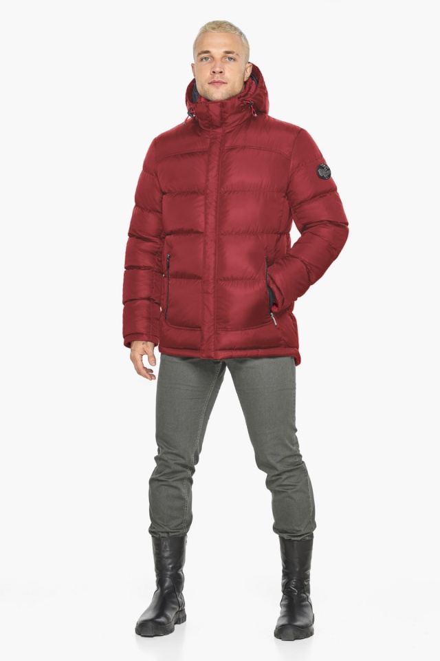 Бордовая мужская зимняя куртка с карманами модель 51999 Braggart "Aggressive" фото 3