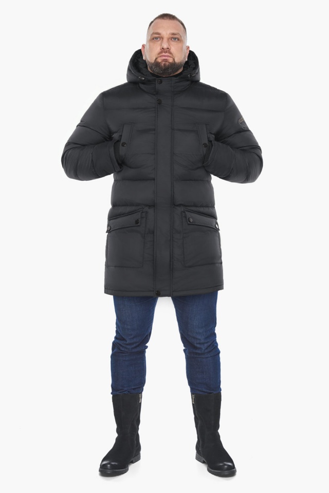 Мужская зимняя лаконичная куртка графитового цвета модель 63411 Braggart "Dress Code" фото 3