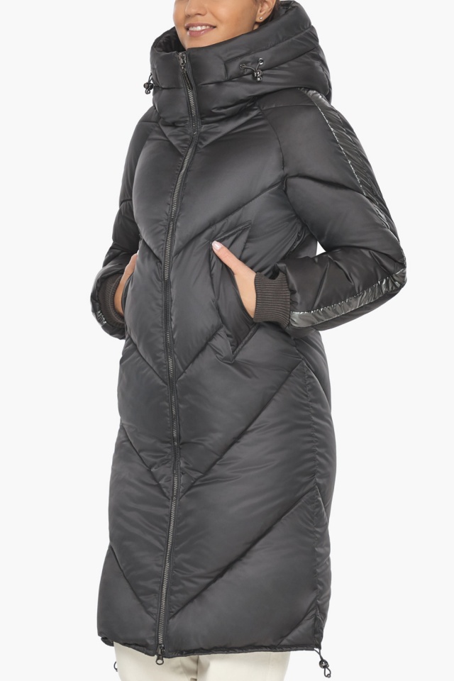 Куртка графітова жіноча стильна на зиму модель 52410 Braggart "Angel's Fluff" фото 10