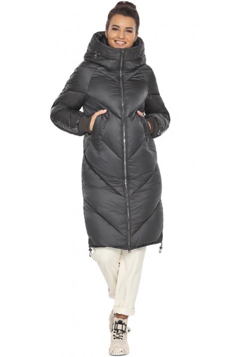 Куртка графітова жіноча стильна на зиму модель 52410 Braggart "Angel's Fluff" фото 1