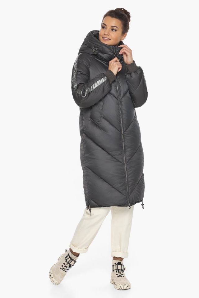 Куртка графітова жіноча стильна на зиму модель 52410 Braggart "Angel's Fluff" фото 7