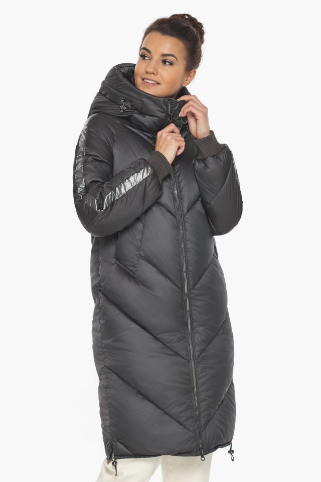 Куртка графітова жіноча стильна на зиму модель 52410 Braggart "Angel's Fluff" фото 4