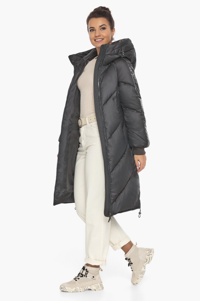 Куртка графітова жіноча стильна на зиму модель 52410 Braggart "Angel's Fluff" фото 6