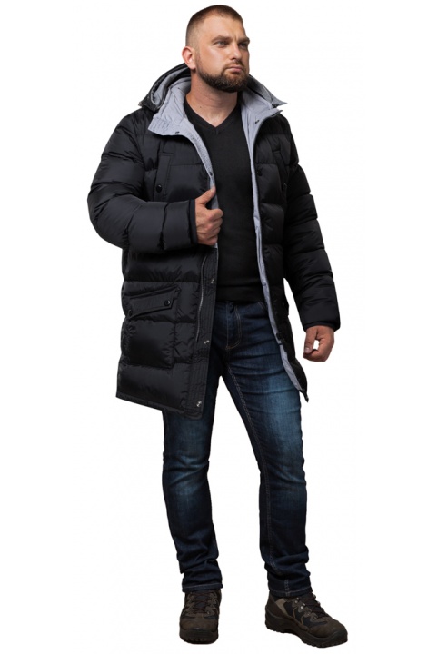 Чоловіча куртка чорного кольору зимова модель 52106 Braggart "Dress Code" фото 1
