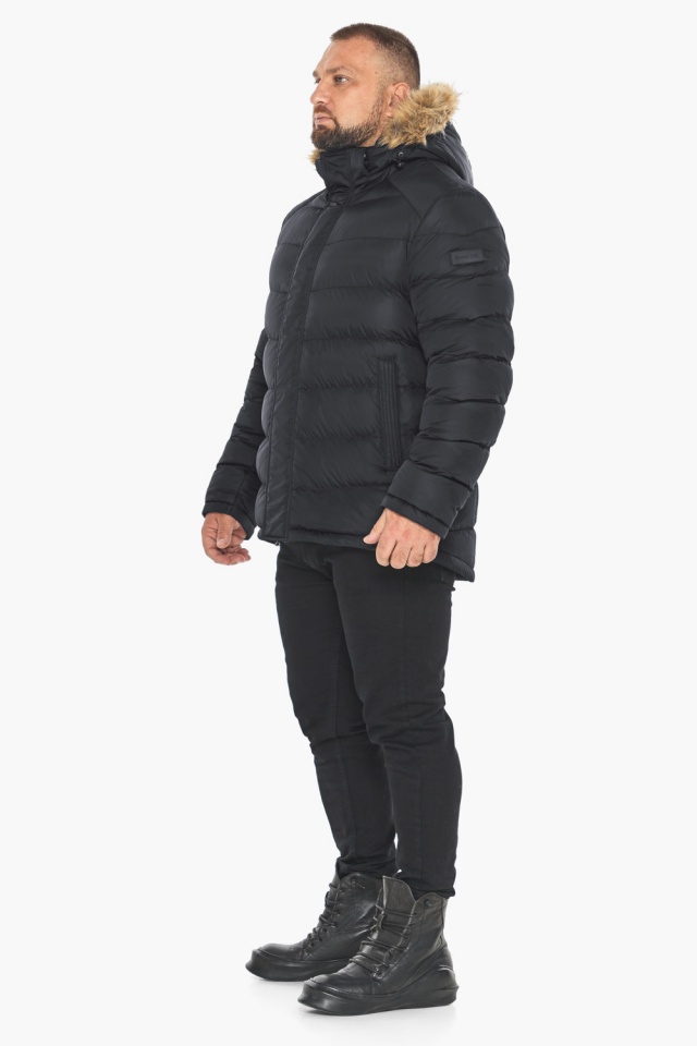 Зимняя чёрная куртка с опушкой мужская модель 49868 Braggart "Aggressive" фото 3