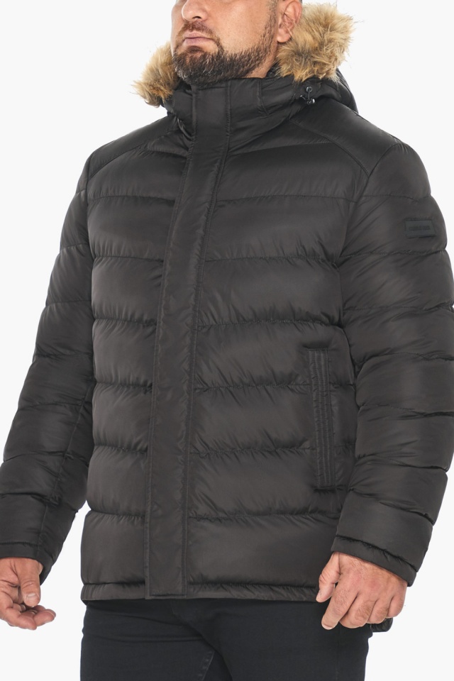 Зимняя чёрная куртка с опушкой мужская модель 49868 Braggart "Aggressive" фото 12