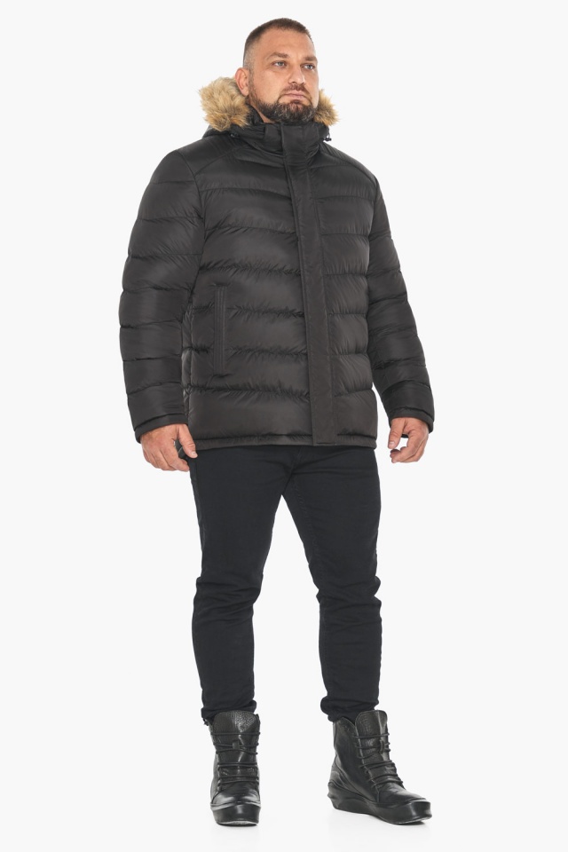 Зимняя чёрная куртка с опушкой мужская модель 49868 Braggart "Aggressive" фото 5