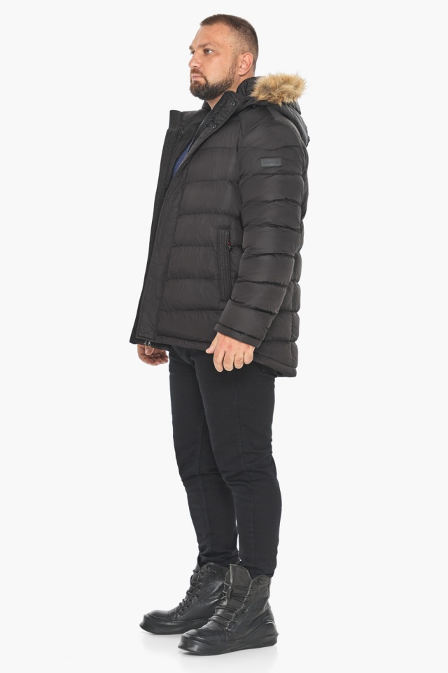 Зимняя чёрная куртка с опушкой мужская модель 49868 Braggart "Aggressive" фото 6