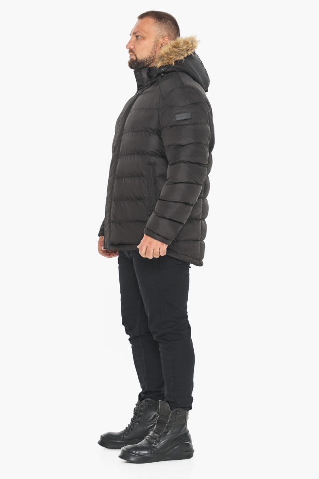Зимняя чёрная куртка с опушкой мужская модель 49868 Braggart "Aggressive" фото 10