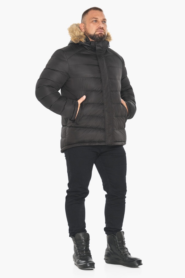 Зимняя чёрная куртка с опушкой мужская модель 49868 Braggart "Aggressive" фото 8